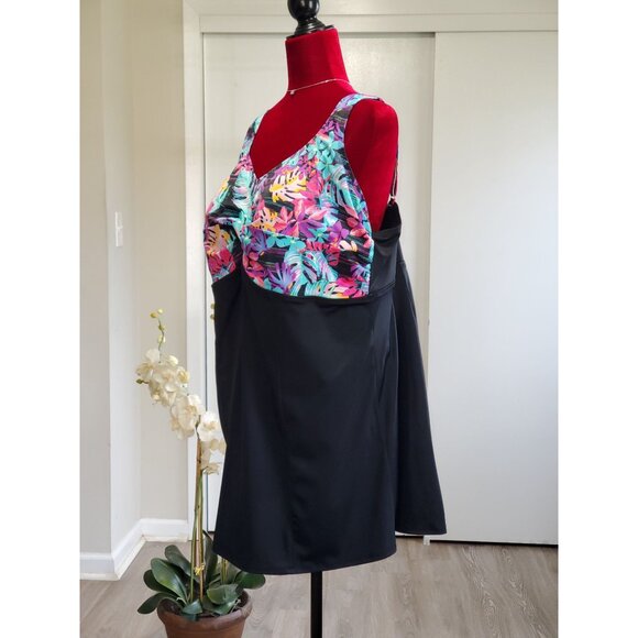 Swimsuits for all Womens One Piece Print Bodice Swimdress Plus Size 28 1351 - Picture 4 of 11